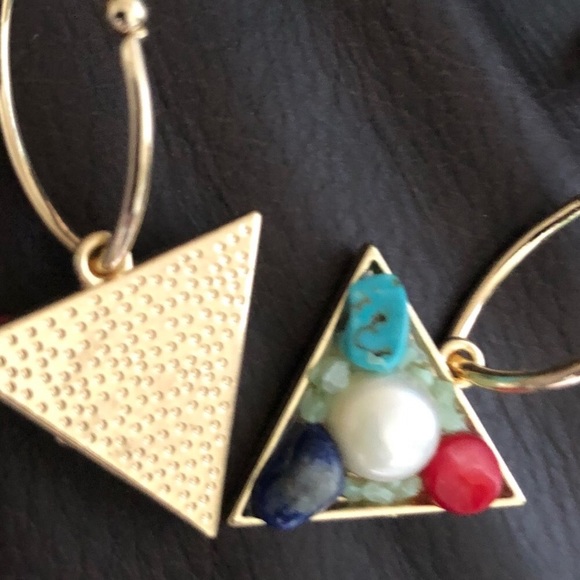 Geometric Gold Drop Earring - Picture 6 of 6